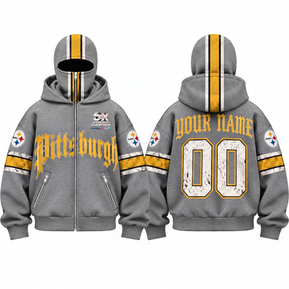 PIT Gothic Style Personalized Mask Zip Up Hoodie - Printed
