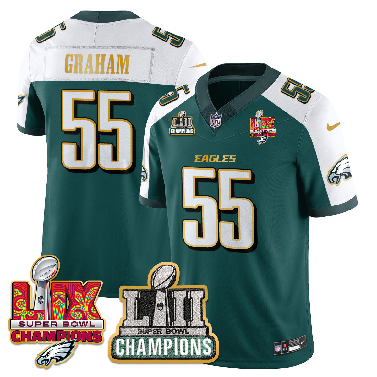 PHI LII-LIX Super Bowl Champions Vapor Limited Gold Jersey - All Stitched