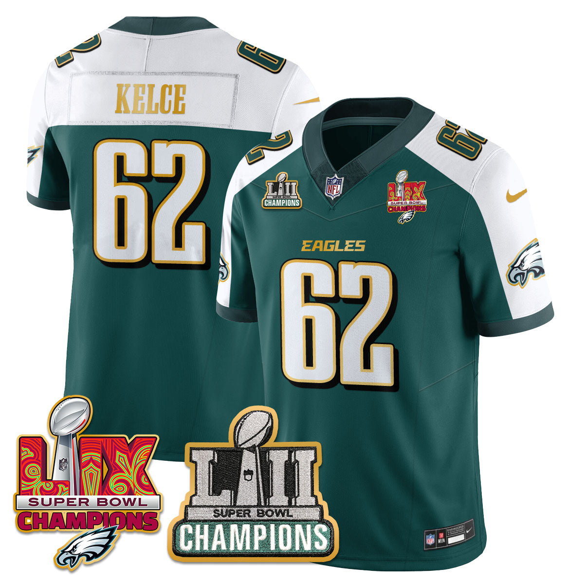 PHI LII-LIX Super Bowl Champions Vapor Limited Gold Jersey - All Stitched