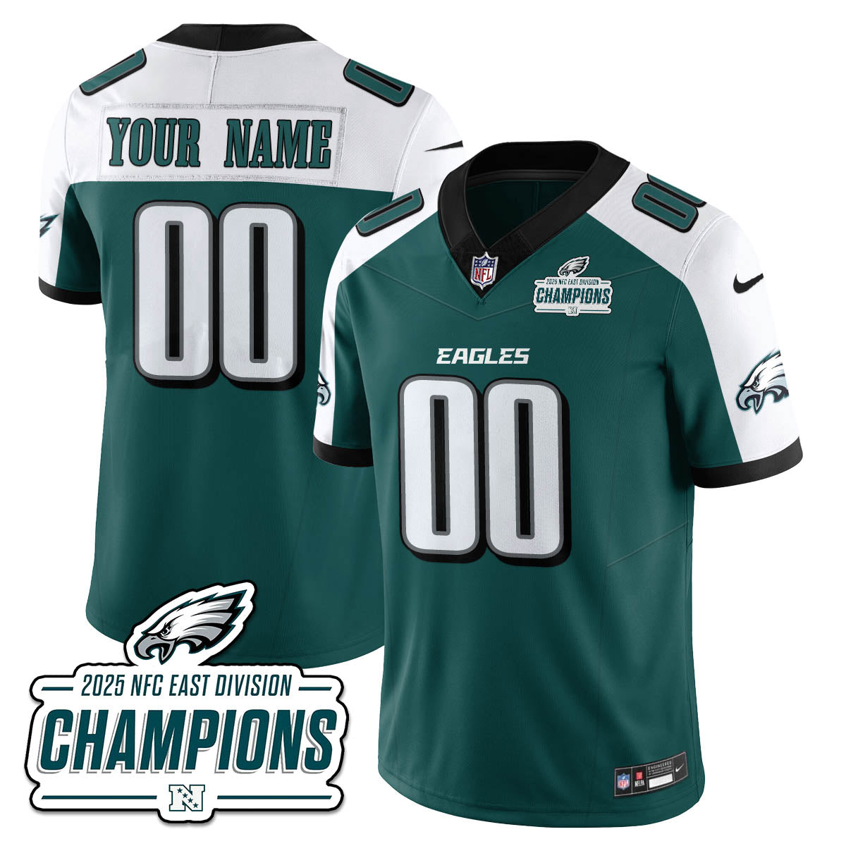 PHI NFC East Champions Vapor Limited Custom Jersey - All Stitched