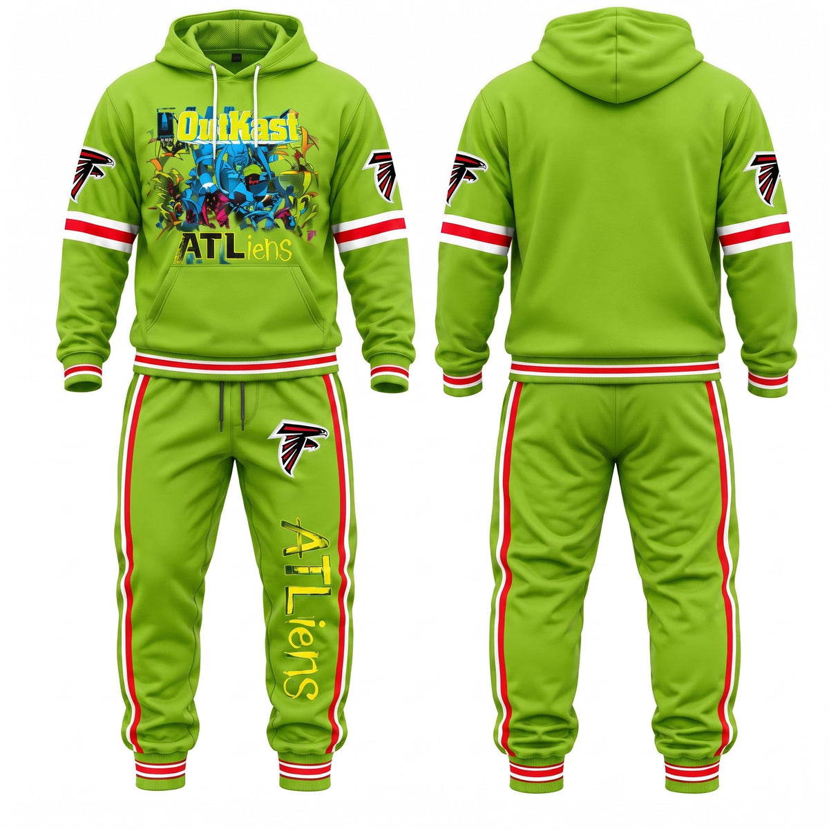ATL ATliens Streetwear Hoodie Pants Set - Printed