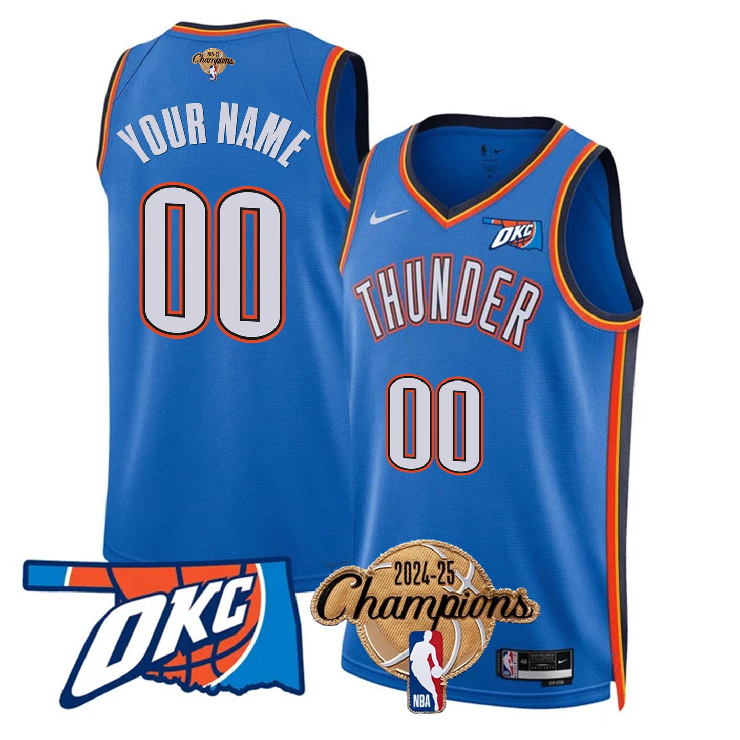 OKC 2024-25 Champions Custom Jersey - All Stitched