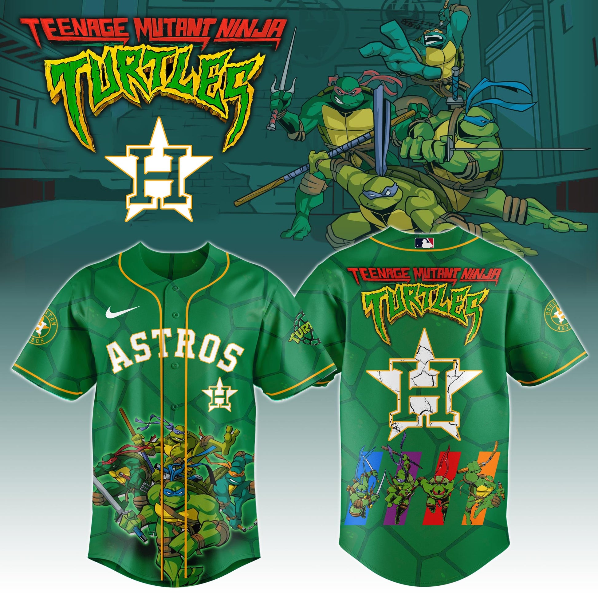.       Houston Astros x Ninja Turtles Night Game Limited Edition Jersey 2025