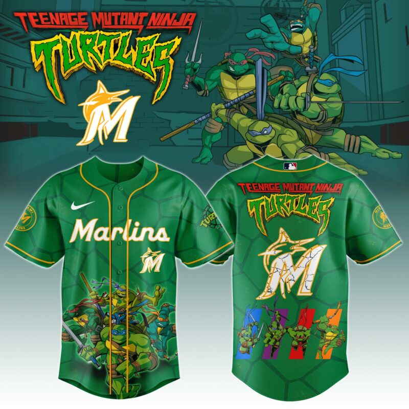 .        Miami Marlins x Ninja Turtles Night Game Limited Edition Jersey 2025