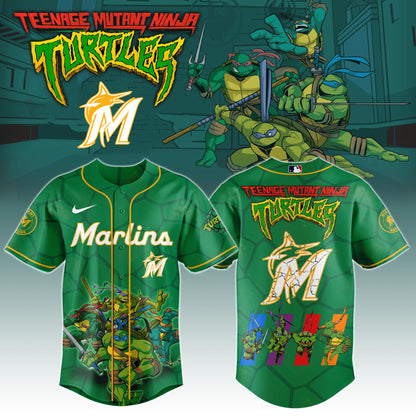 .        Miami Marlins x Ninja Turtles Night Game Limited Edition Jersey 2025