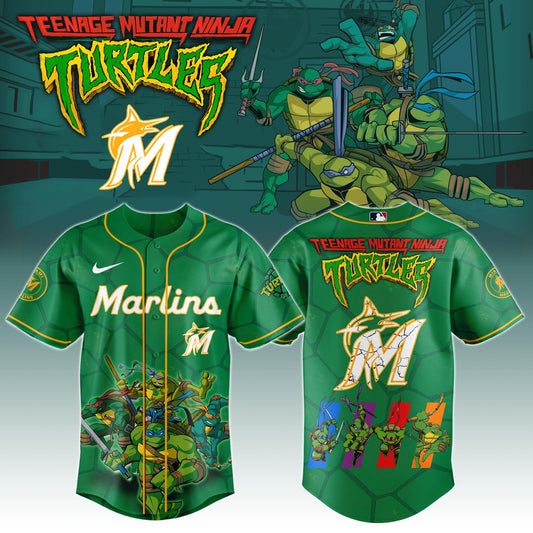 .        Miami Marlins x Ninja Turtles Night Game Limited Edition Jersey 2025