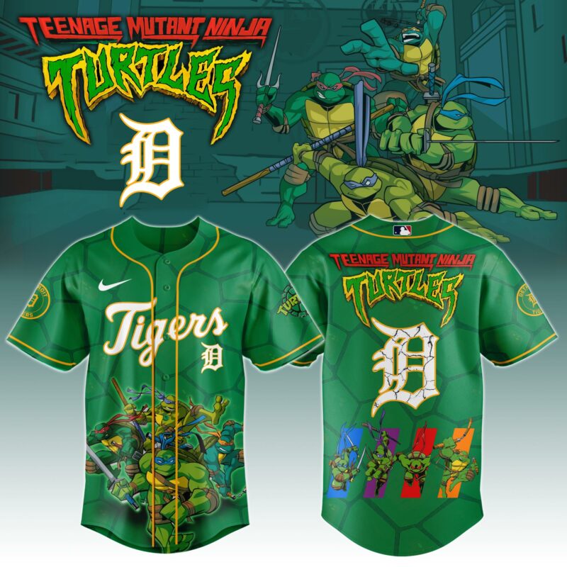 .        Detroit Tigers x Ninja Turtles Night Game Limited Edition Jersey 2025