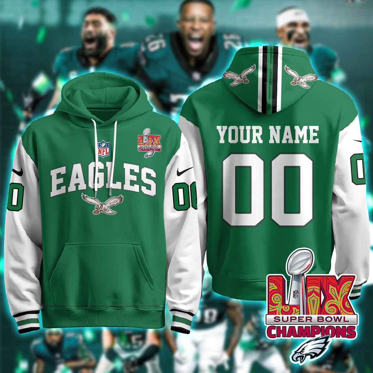 PHI Super Bowl LIX Champions Custom Hoodie