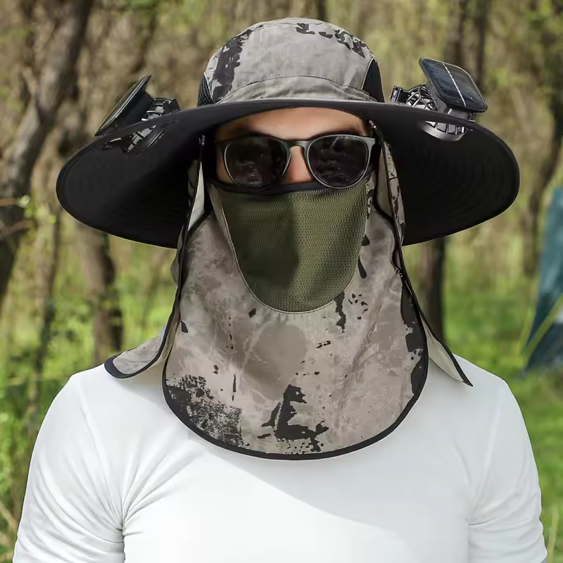 Big Brim Solar Rechargeable Fan Fishing Hats