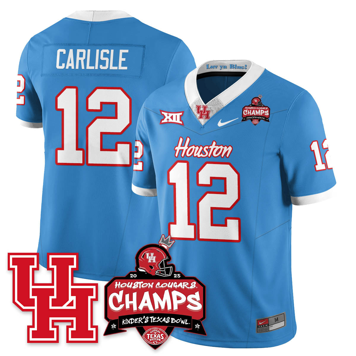 Houston Cougar Football 2025 Kinder's Texas Bowl Champions Jersey - All Stitched