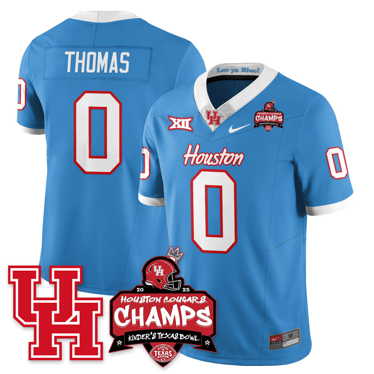Houston Cougar Football 2025 Kinder's Texas Bowl Champions Jersey - All Stitched
