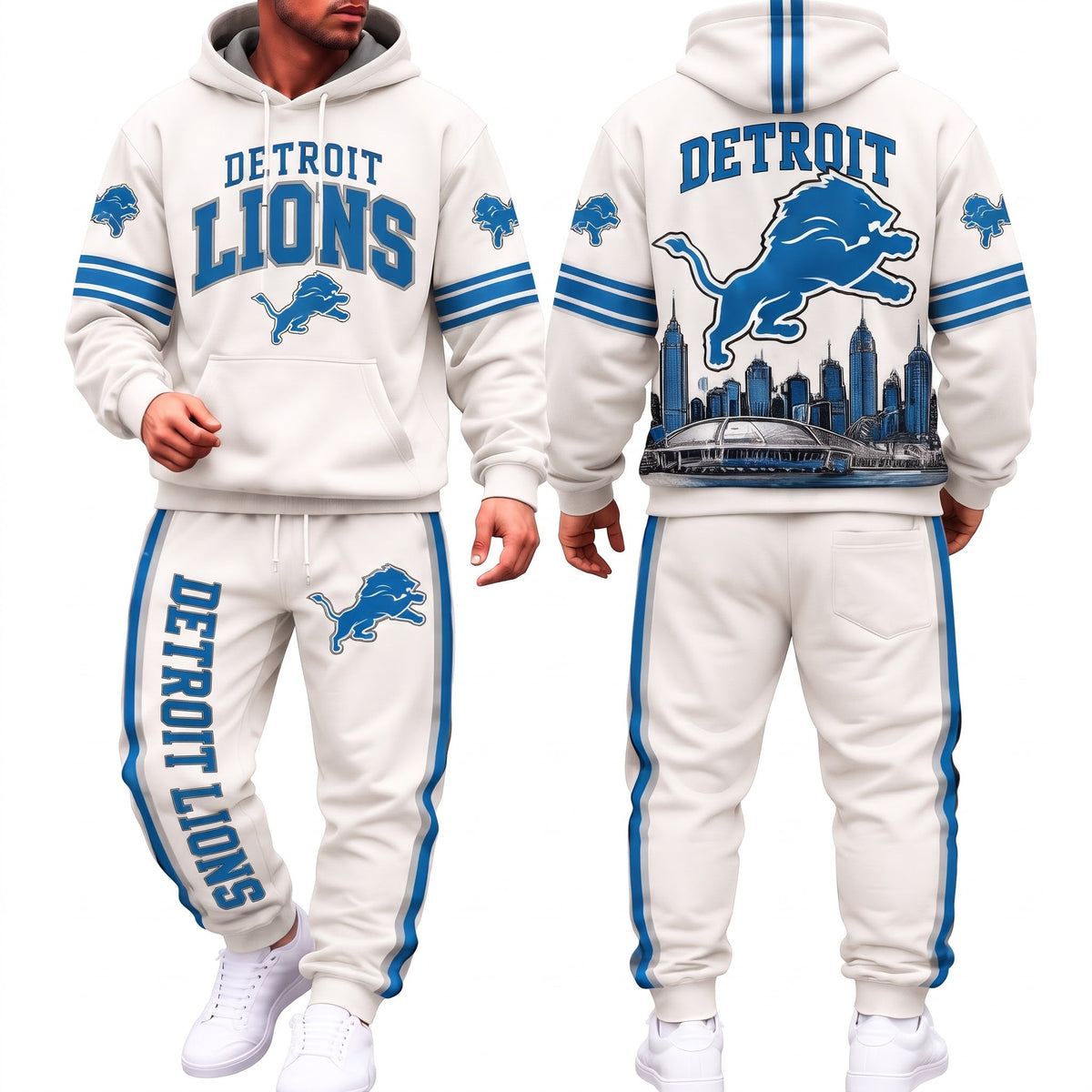 DET Streetwear Hoodie Pants Set - Printed