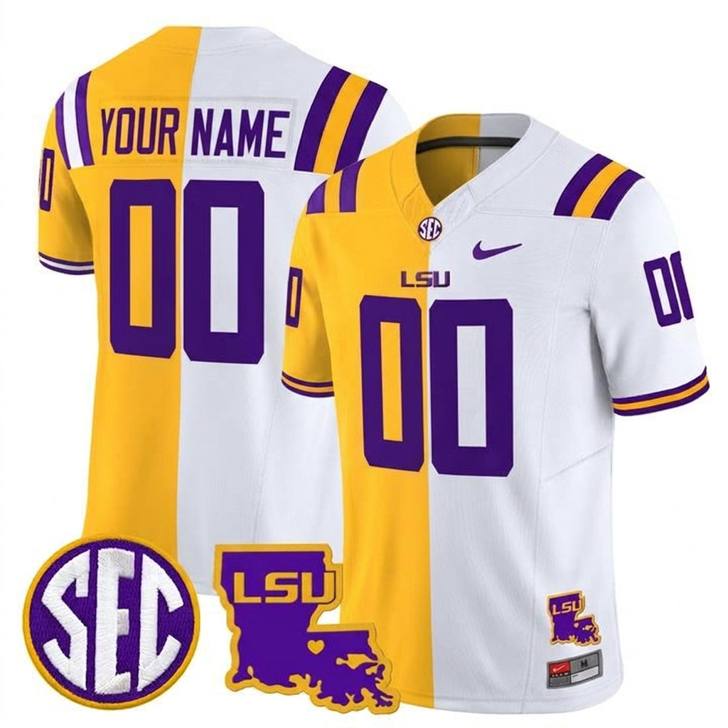 LSU Vapor Limited Custom Split Jersey - Louisiana Patch - Stitched