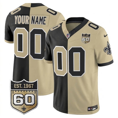 Saints 2026 New Orleans City Vapor Limited Custom Split Jersey - 60th Anniversary Patch - Stitched n8