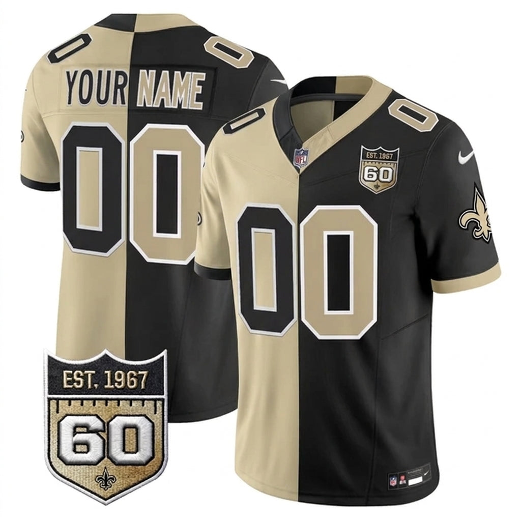 Saints 2026 New Orleans City Vapor Limited Custom Split Jersey - 60th Anniversary Patch - Stitched n8