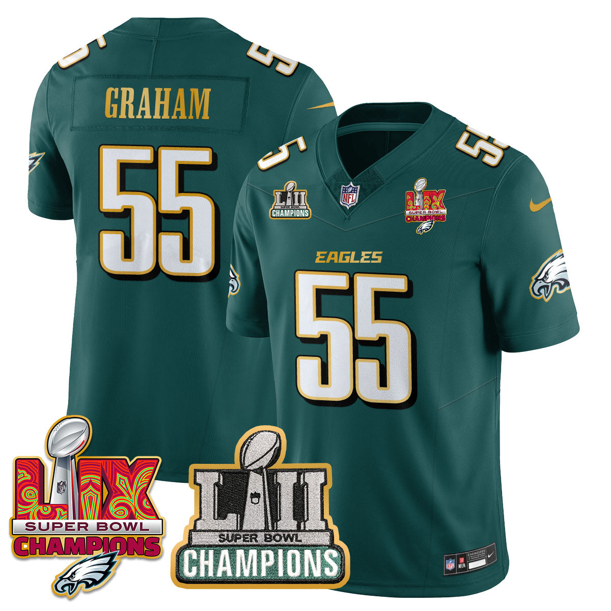 PHI LII-LIX Super Bowl Champions Vapor Limited Gold Jersey - All Stitched