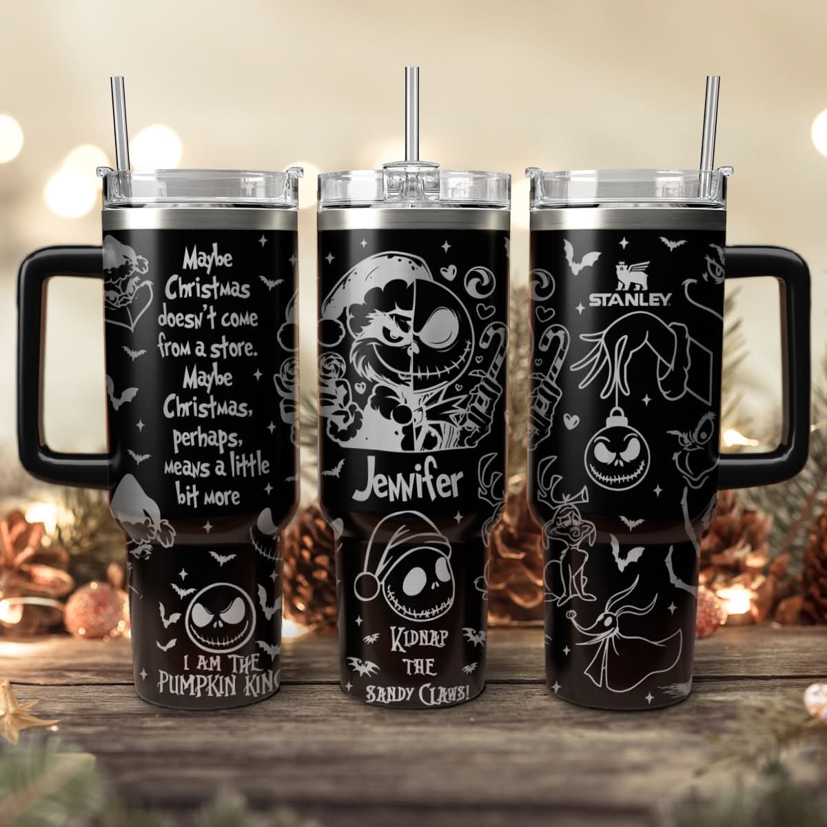 Couple Custom The Nightmare Before Christmas and Grinch Christmas 40oz Tumbler - 410QAHNTB017