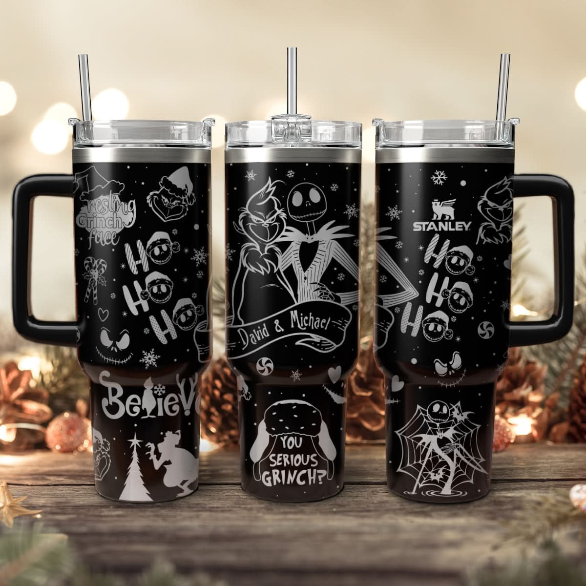 Couple Custom Grinch And Nightmare 40oz Tumbler - 410TTHNTB032