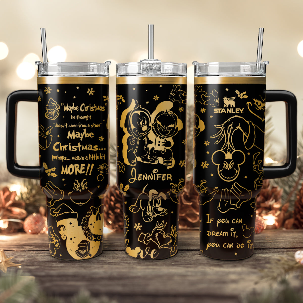 Custom Couple Grinch and Disney Mouse 40oz Tumbler - 410QAHNTB038