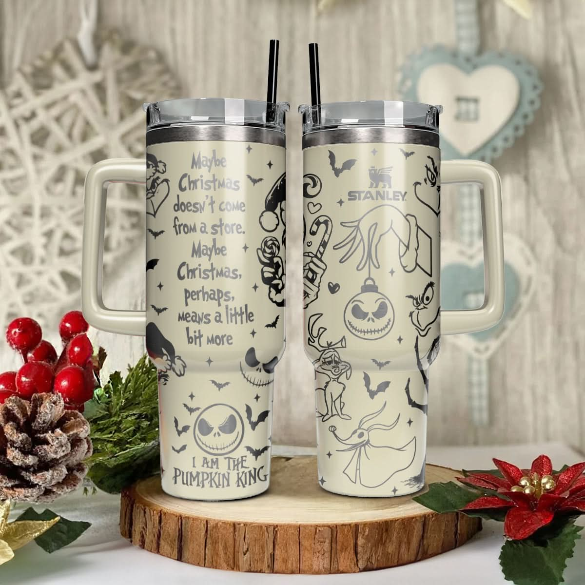 Couple Custom The Nightmare Before Christmas and Grinch Christmas 40oz Tumbler - 410QAHNTB017