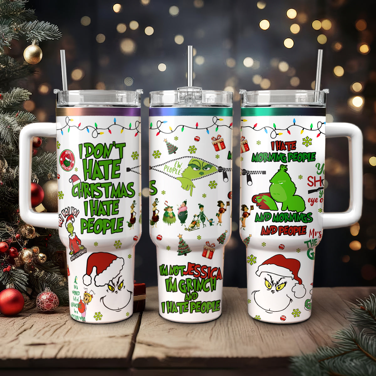 Grinch Movie, Grinch Hates People 40oz Tumbler - 410TTHNTB023