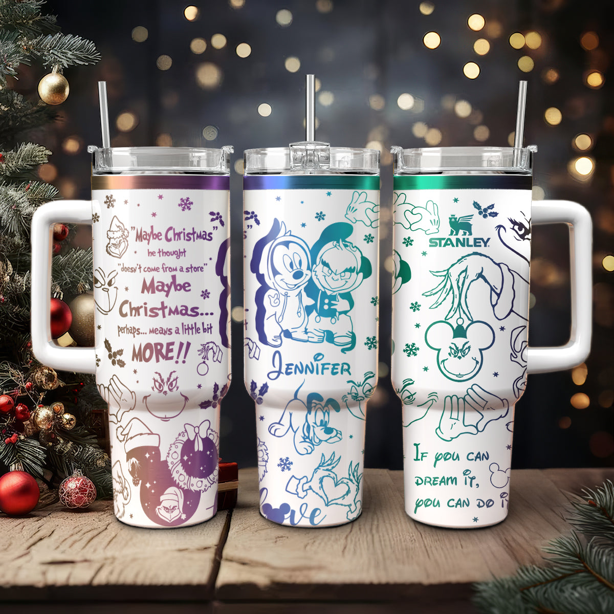 Custom Couple Grinch and Disney Mouse 40oz Tumbler - 410QAHNTB038