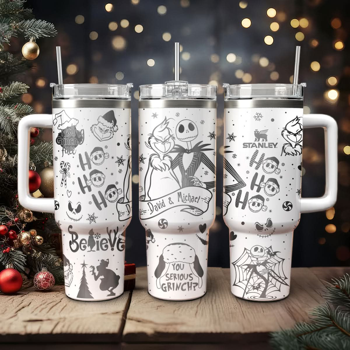 Couple Custom Grinch And Nightmare 40oz Tumbler - 410TTHNTB032