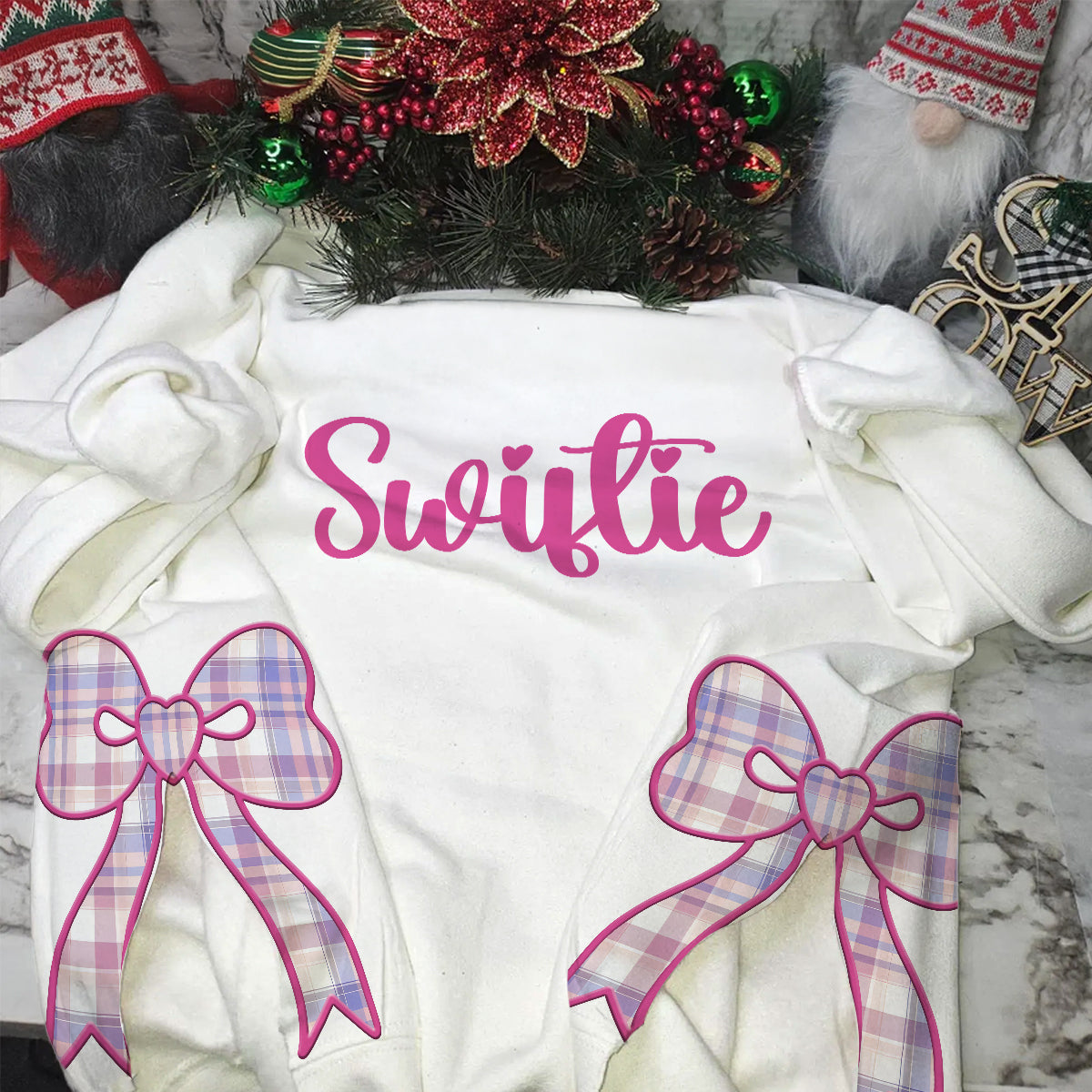 Custom Swiftie Embroidered Side Bow Sweater/ Hoodie - 410TTHNSB001