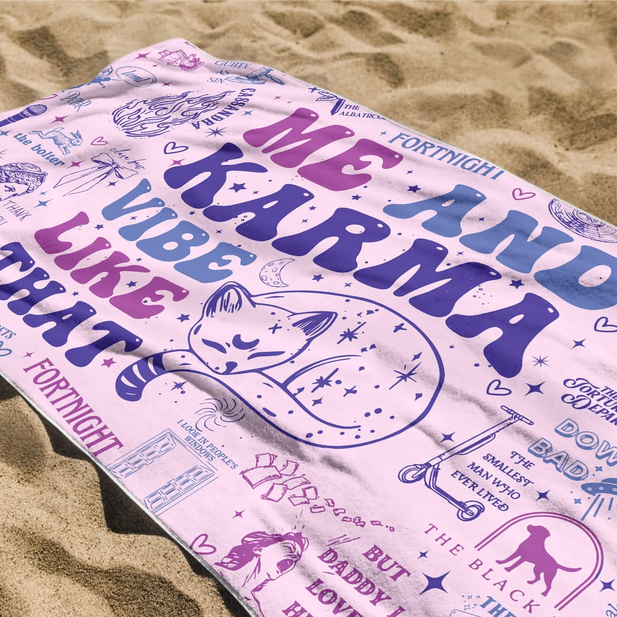 Me And Karma Vibe Swiftie Inspired Beach Towel- 406TTHNBT137