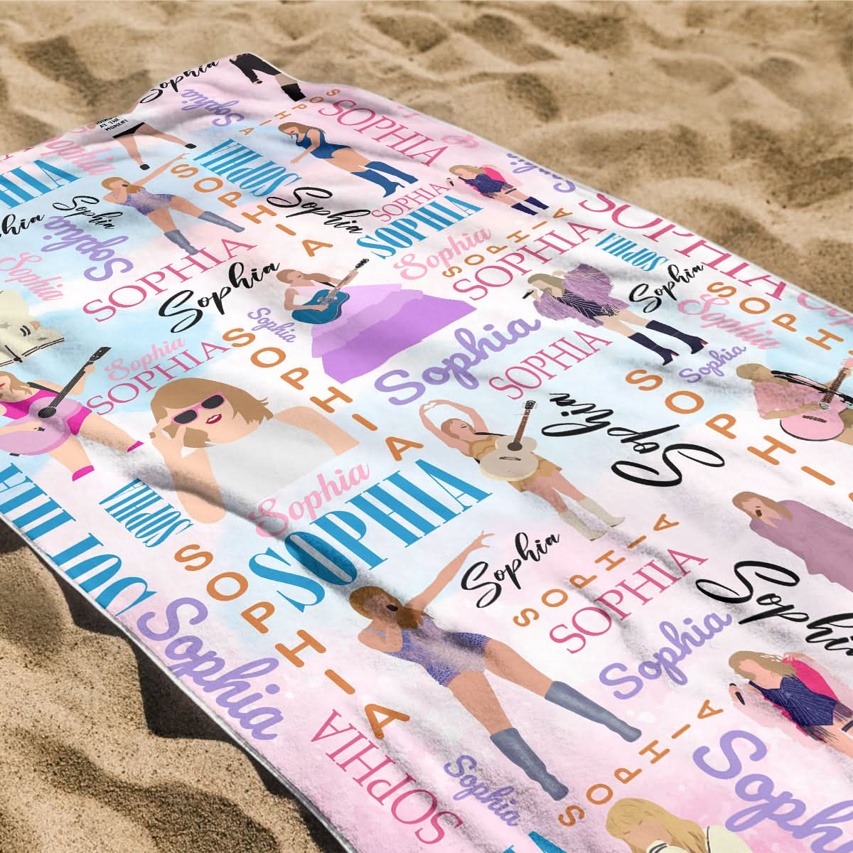 Taylor Custom Name Beach Towel, Gift For Fan- 406TTHNTB107