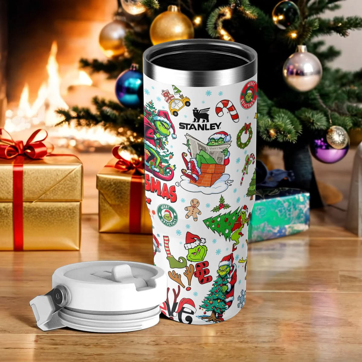 Custom Happy Hallothanksmas Grinch 40oz Tumbler - 410QAHNTB031