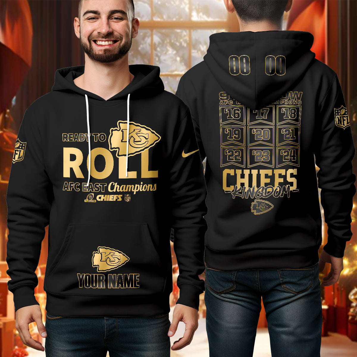 Best Gift For Football Fan, Custom Printed Fleece Hoodie -412MCHNFH002