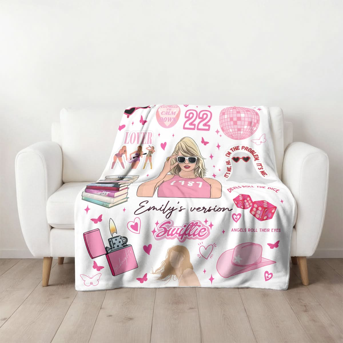 Custom Name Swiftie - Pink Albums Taylor Swift Blanket 407HLHNBL054