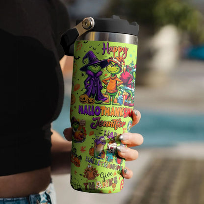 Custom Happy Hallothanksmas Grinch 40oz Tumbler - 410QAHNTB031