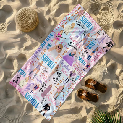 Taylor Custom Name Beach Towel, Gift For Fan- 406TTHNTB107