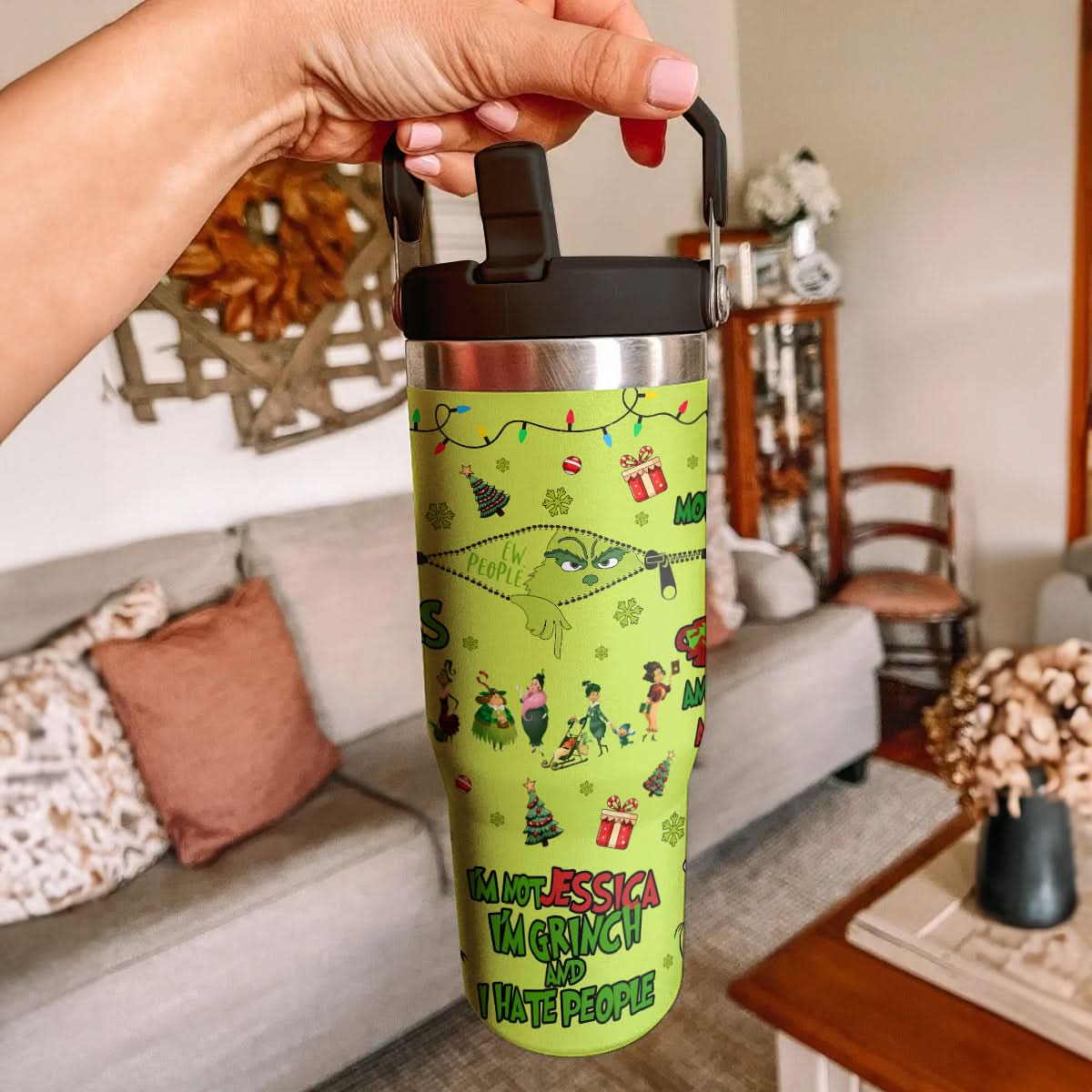 Grinch Movie, Grinch Hates People IceFlow 40oz Tumbler - 410TTHNTB023