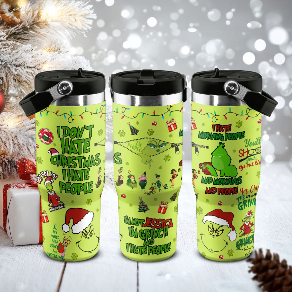 Grinch Movie, Grinch Hates People IceFlow 40oz Tumbler - 410TTHNTB023