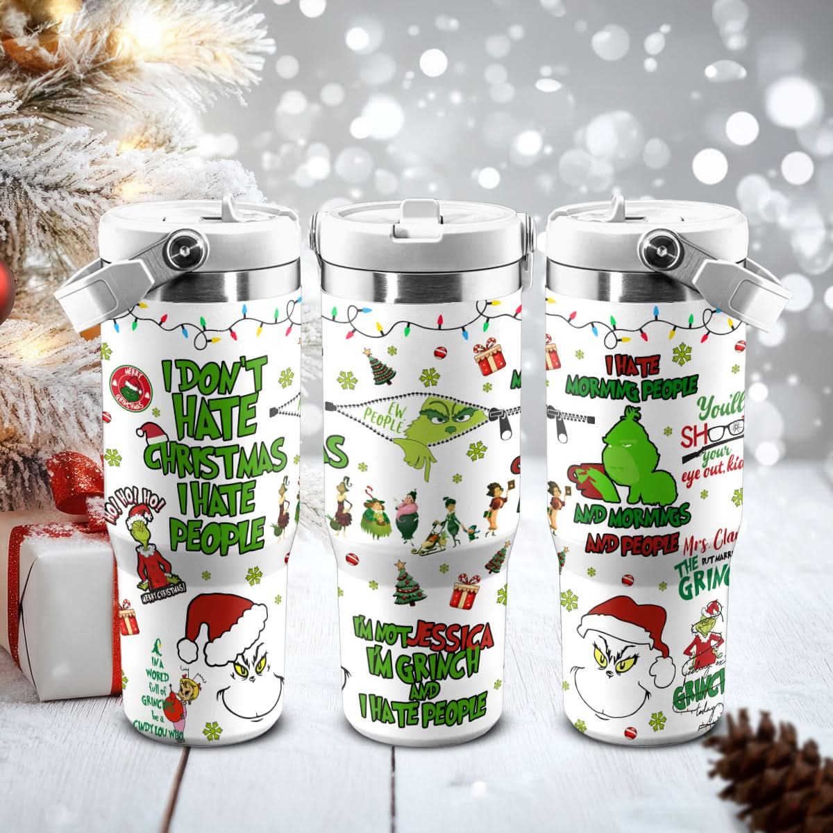 Grinch Movie, Grinch Hates People IceFlow 40oz Tumbler - 410TTHNTB023