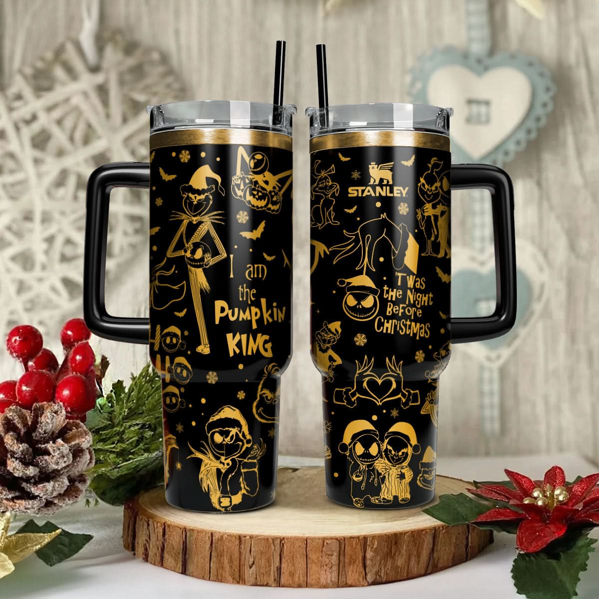 Couple Custom The Nightmare Before Christmas and Grinch 40oz Tumbler - 410QATLTB019