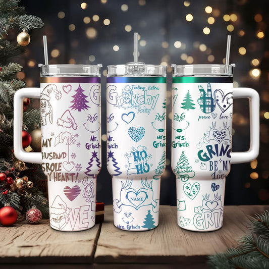 Custom Couple Grinch Character 40oz Tumbler - 410TT-TB024