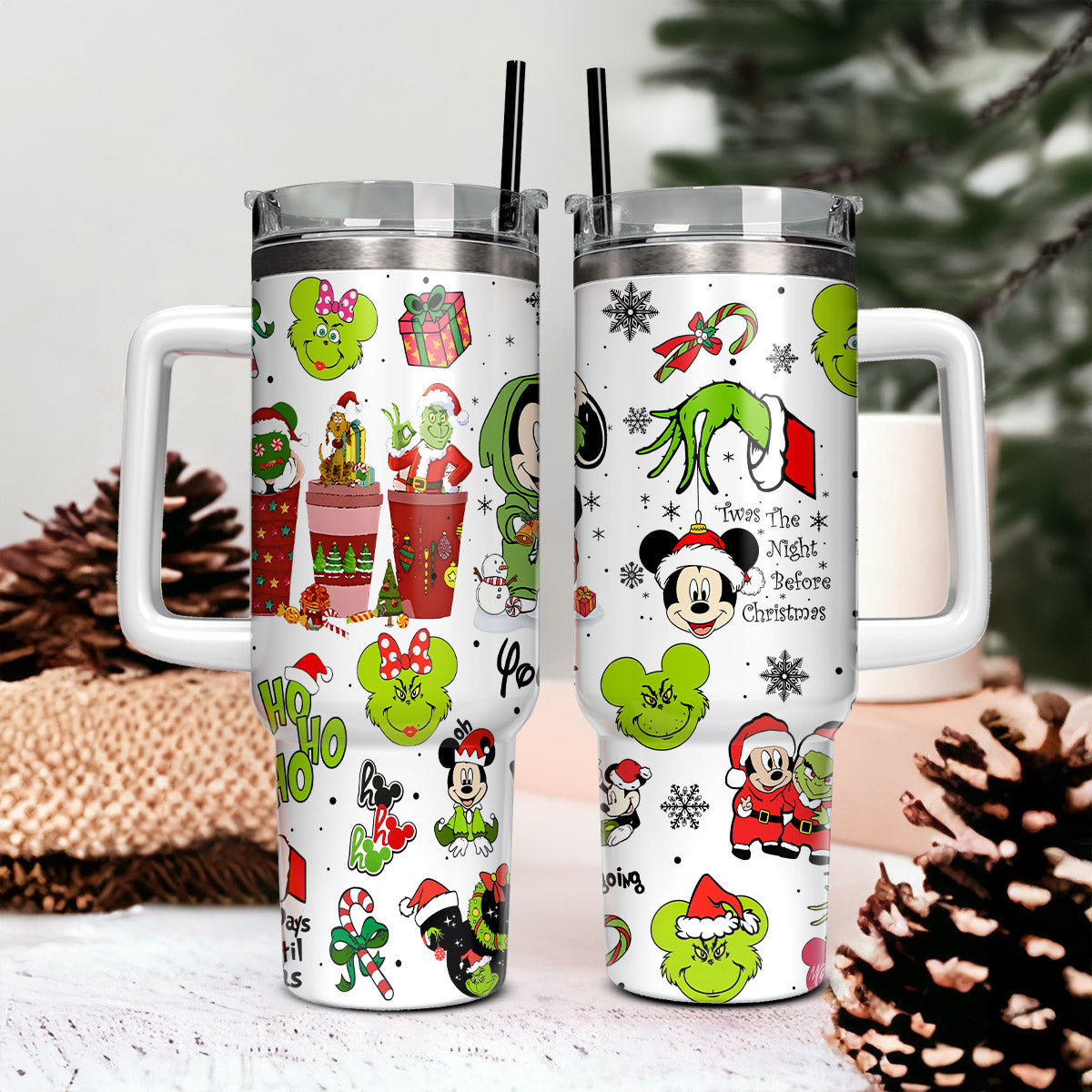 Custom Couple Grinch and Disney Mouse 40oz Tumbler - 410QA-TB039