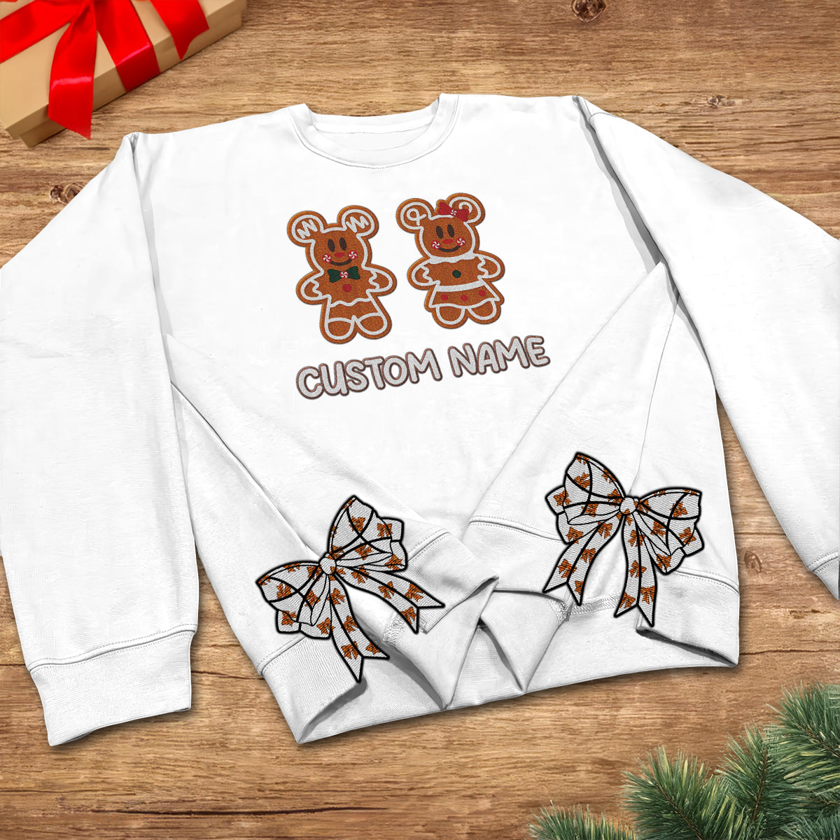 Custom Cookie Disney Embroidered Side Bow Sweater/ Hoodie - 411TT-SB013