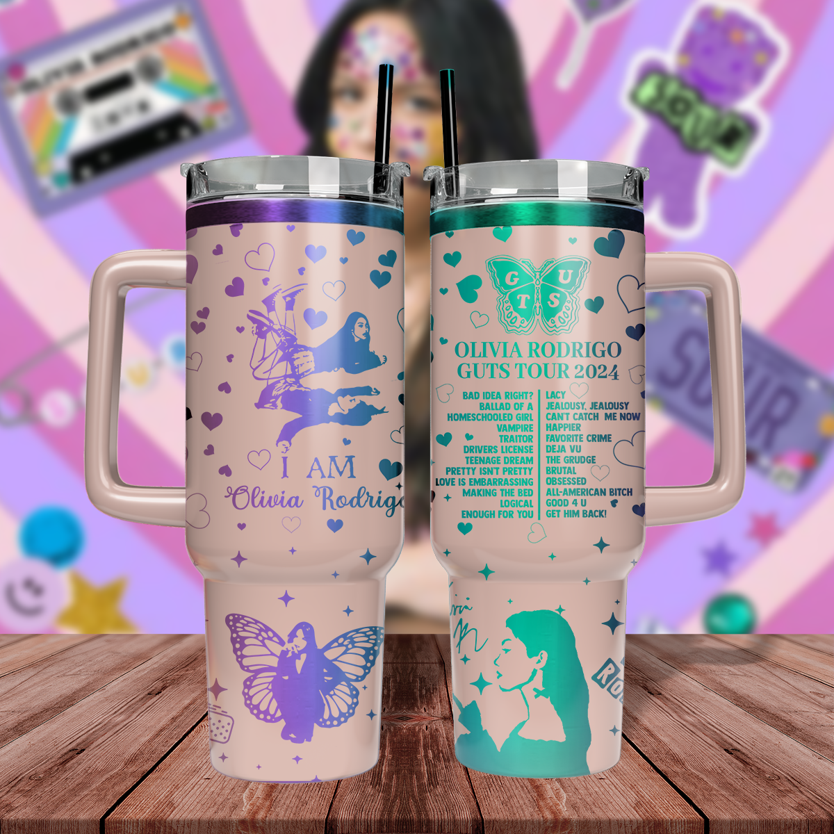 40oz Olivia Rodrigo Tumbler TLA54 - Guts World Tour 2024