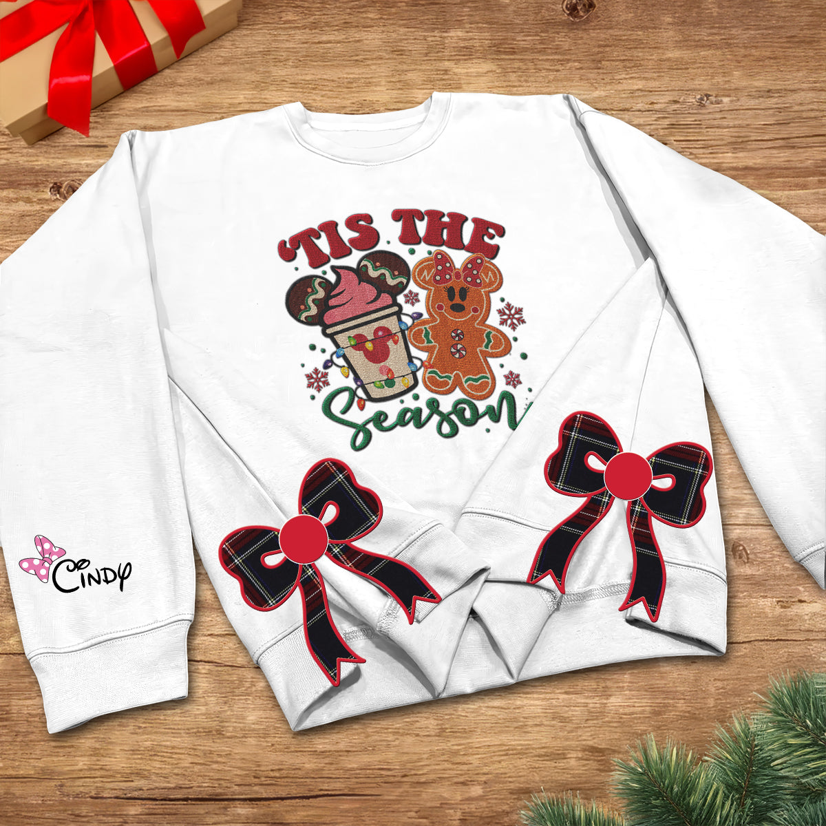 Custom Cookie Disney Embroidered Side Bow Sweater/ Hoodie - 411TT- SB011