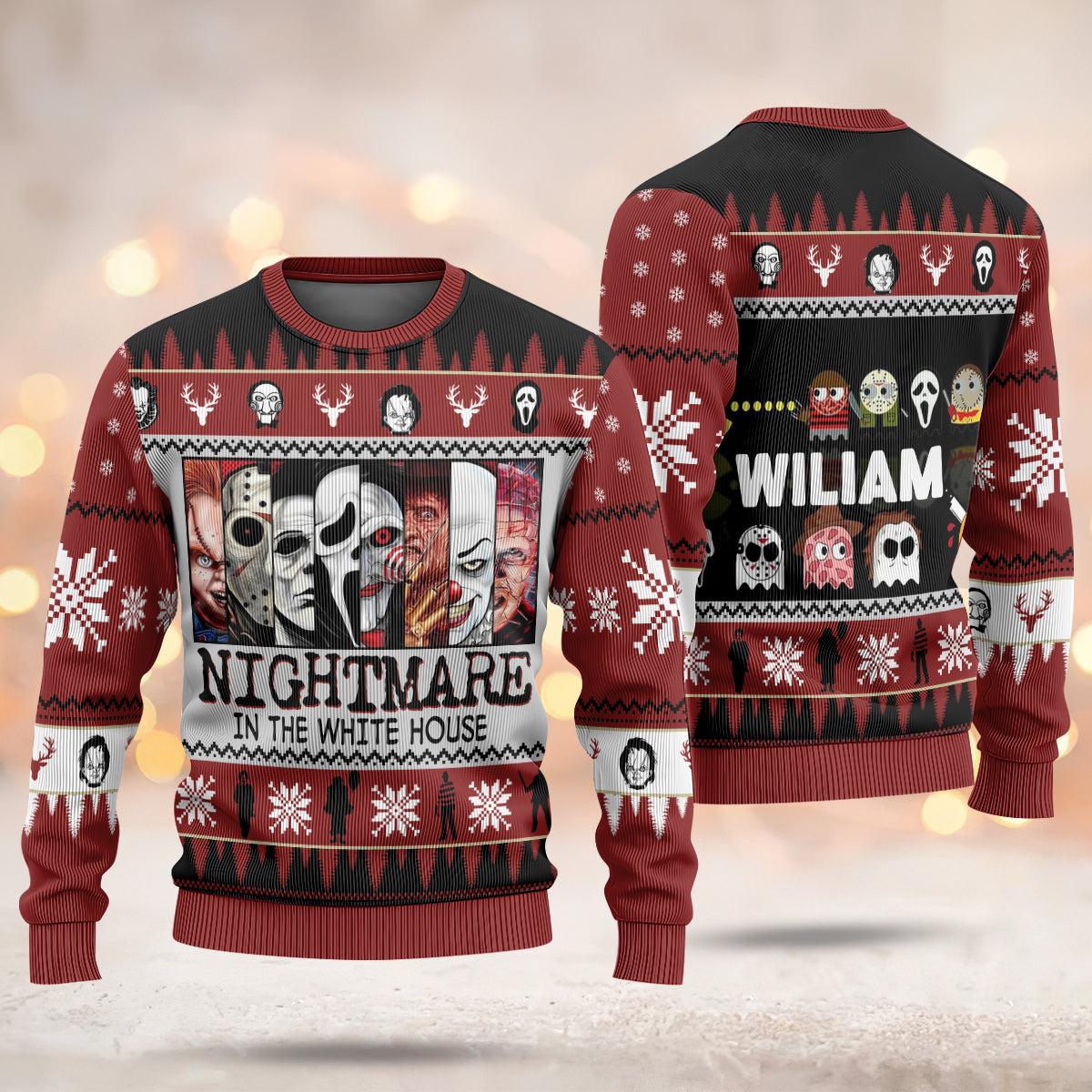 Custom Christmas Horror Movie Ugly Sweater - 411TT- US026