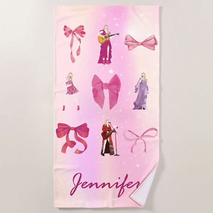 Taylor Swift Purple Bow Custom Name Beach Towel- 407TTHNBT152