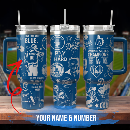 40oz Dodgers Custom Tumbler - Gift For Fans TLA43