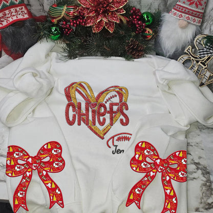 Custom Chiefs Embroidered Side Bow Sweater/ Hoodie - 411QA-SB001