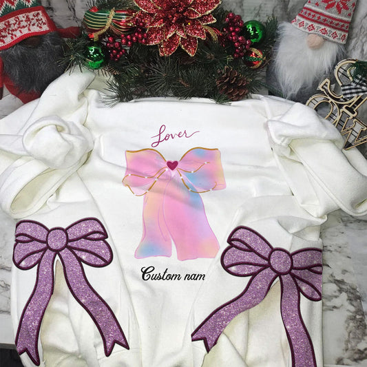 Custom Lover Swiftie Embroidered Side Bow Sweater/ Hoodie - 410TT-SB002