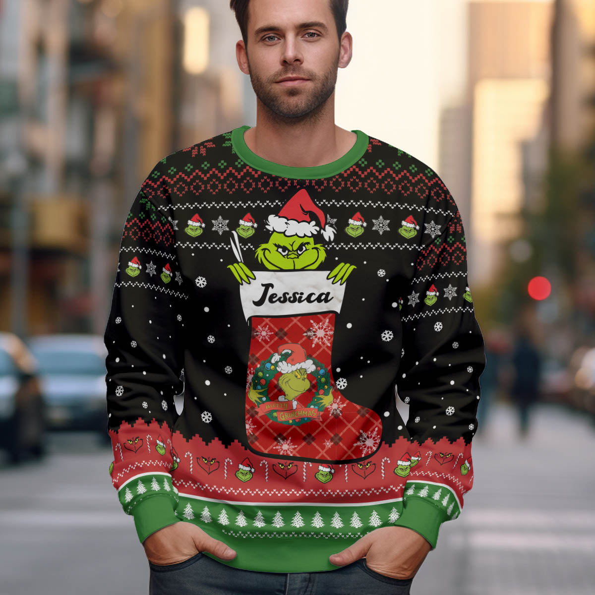 A Best Gift For Fan, Custom Grinch Ugly Sweater - 411QATLUS021